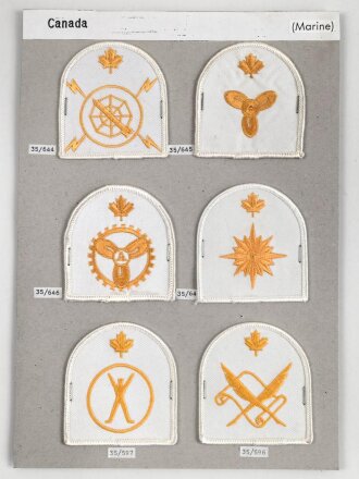Canada Marine, Sammlung Ärmelabzeichen, auf Karton...