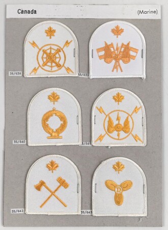 Canada Marine, Sammlung Ärmelabzeichen, auf Karton getackert