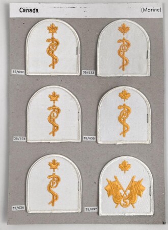 Canada Marine, Sammlung Ärmelabzeichen, auf Karton getackert