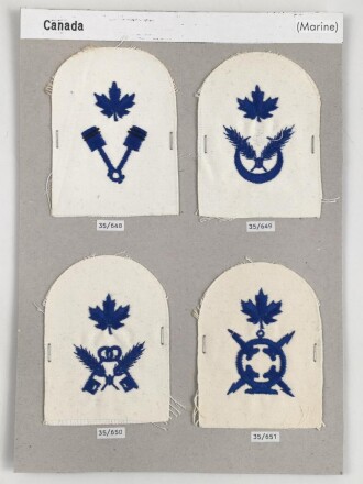 Canada Marine, Sammlung Ärmelabzeichen, auf Karton getackert