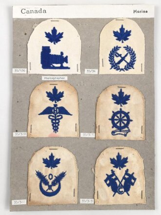 Canada Marine, Sammlung Ärmelabzeichen, auf Karton...