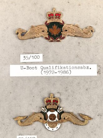 Canada Marine, Sammlung Ärmelabzeichen, auf Karton getackert