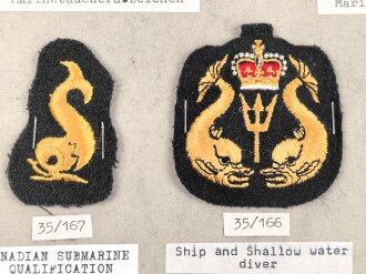 Canada Marine, Sammlung Ärmelabzeichen, auf Karton getackert