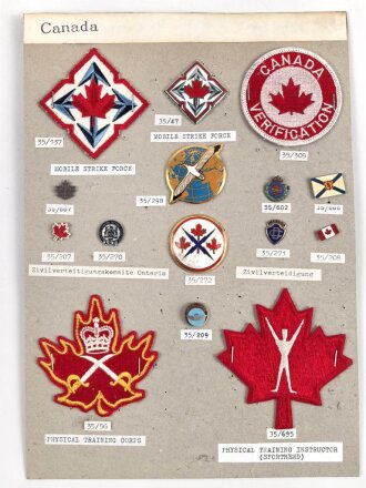 Canada, Sammlung Abzeichen/ Ärmelabzeichen, auf...
