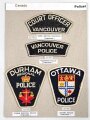 Canada Polizei, Sammlung Ärmelabzeichen, auf Karton getackert