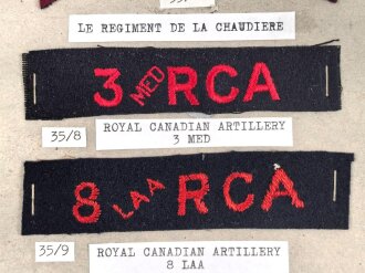 Canada Heer, Sammlung Abzeichen/ Ärmelabzeichen, auf Karton getackert