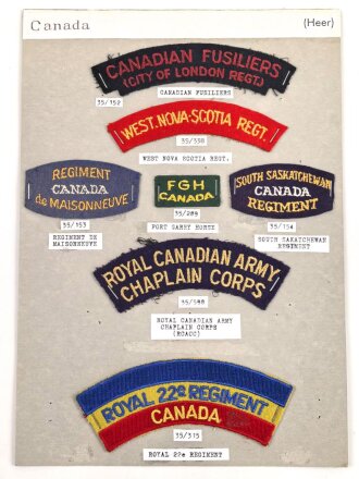 Canada Heer, Sammlung Abzeichen/ Ärmelabzeichen, auf...