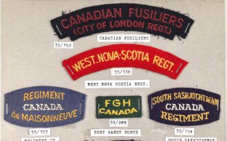 Canada Heer, Sammlung Abzeichen/ Ärmelabzeichen, auf Karton getackert