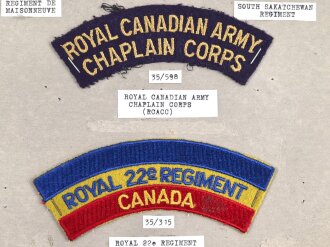 Canada Heer, Sammlung Abzeichen/ Ärmelabzeichen, auf Karton getackert