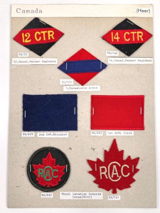 Canada Heer, Sammlung Abzeichen/ Ärmelabzeichen, auf...