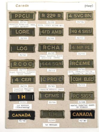 Canada Heer, Sammlung Abzeichen/ Ärmelabzeichen, auf...
