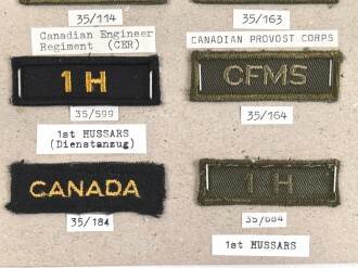 Canada Heer, Sammlung Abzeichen/ Ärmelabzeichen, auf Karton getackert
