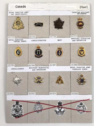 Canada Heer, Sammlung Abzeichen, auf Karton befestigt