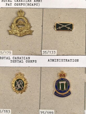 Canada Heer, Sammlung Abzeichen, auf Karton befestigt