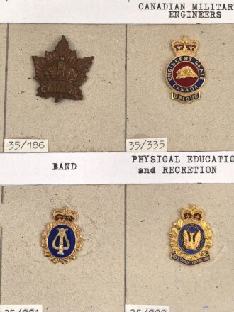 Canada Heer, Sammlung Abzeichen, auf Karton befestigt