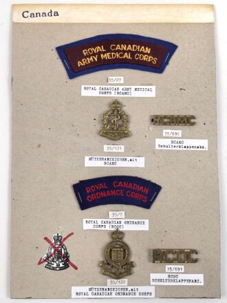 Canada Heer, Sammlung Abzeichen/ Ärmelabzeichen, auf...