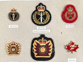 Canada, Sammlung Abzeichen, auf Karton getackert