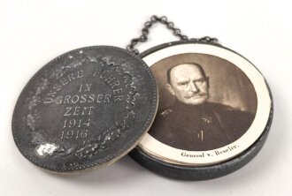 1.Weltkrieg " Unserer Führer in grosser Zeit 1914 1916" 45mm Durchmesser, zum öffnen , innen Bildnisse der Heerführer. An kleiner Kette