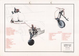 Luftwaffe Lehrmittelabteilung "Ju 88 A-1, A-5 Fahrwerk Tafel I Fl Üb 8-178/4" Stand vom 6.1941, DIN A4 gelocht