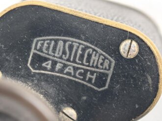 k.u.k. Österreich Ungarn, Feldstecher 4 Fach von Carl Zeiss Jena, Vertrieb " M.Tiller Wien k.u.k. Hoflieferant" gute Durchsicht, eine Augenmuschel geklebt