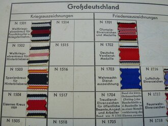 Ordensband Musterkarte Großdeutschland und ehemalige Bundesstaaten