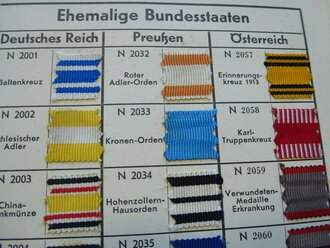 Ordensband Musterkarte Großdeutschland und ehemalige Bundesstaaten