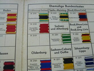 Ordensband Musterkarte Großdeutschland und ehemalige Bundesstaaten