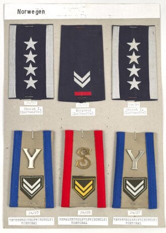 Norwegen, Sammlung Rangabzeichen der Luftwaffe, auf...