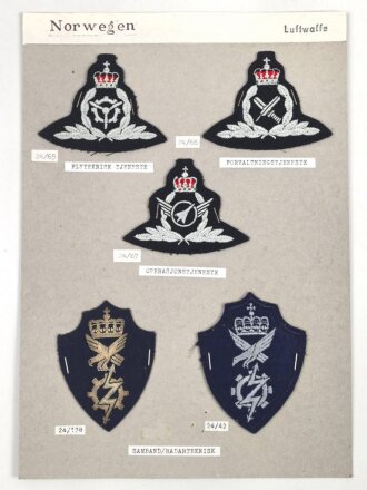 Norwegen, Sammlung Rangabzeichen der Luftwaffe, auf...