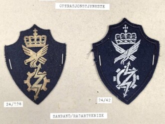 Norwegen, Sammlung Rangabzeichen der Luftwaffe, auf Karton getackert