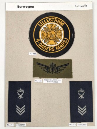 Norwegen, Sammlung Rangabzeichen der Luftwaffe, auf...