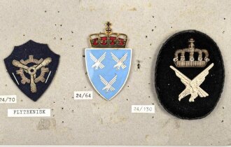 Norwegen, Sammlung Rangabzeichen der Luftwaffe, auf Karton getackert