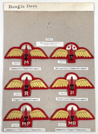 Bangladesch, Sammlung Springerabzeichen, auf Karton...