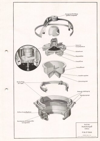 Luftwaffe Lehrmittelabteilung "Patin-Mutterkompaß (Aufbau) Fl Üb 27-024/4" Stand vom 01.01.1941, DIN A4 gelocht