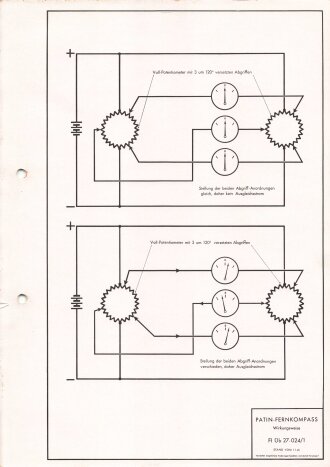Luftwaffe Lehrmittelabteilung "Patin-Fernkompass Wirkungsweise Fl Üb 27-024/1" Stand vom 01.01.1941, DIN A4 gelocht