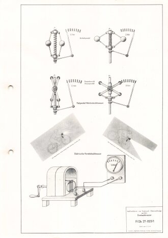 Luftwaffe Lehrmittelabteilung "Meßverfahren von Triebwerk - Überwachungsgeräten Drehzahlmesser - Fl Üb 27-023/1" Stand vom 01.05.1941, DIN A4 gelocht