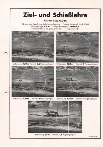Luftwaffe Lehrmittelabteilung "Ziel- und Schießlehre Abwehr eines Angriffs - Fl. Üb. Nr. 2-099/1", DIN A4 gelocht