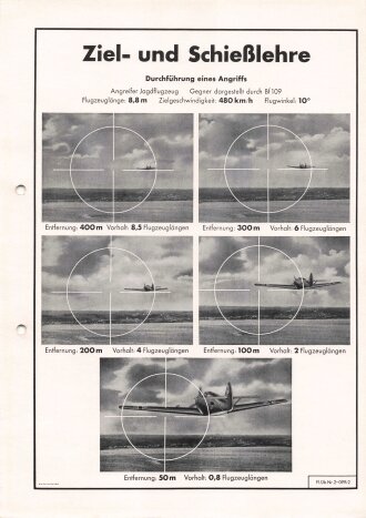 Luftwaffe Lehrmittelabteilung "Ziel- und Schießlehre Durchführung eines Angriffs - Fl. Üb. Nr. 2-099/2", DIN A4 gelocht