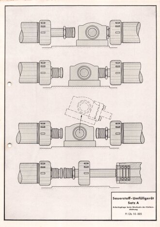 Luftwaffe Lehrmittelabteilung "Sauerstoff-Umfüllgerät Satz A, Arbeitsgänge beim Wewchseln der Kolbendichtungen - Fl. Üb. 10-005", DIN A4 gelocht