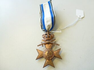 Bayrisches Militärverdienstkreuz 3.Klasse mit Krone und Schwertern, Originalband