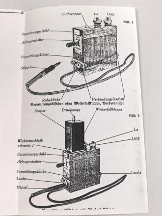 REPRODUKTION, H.Dv. 95/11 L.Dv. 419/4k Das Vermittlungskästchen, datiert 1938, DIN A5, 12 Seiten und Anhänge