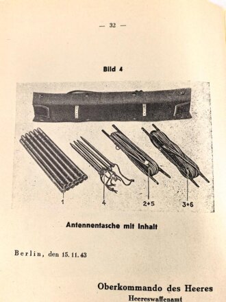 REPRODUKTION, D 1056/1 Gerätbeschreibung Funk-Horch-Empfänger u, datiert 1943, DIN A5, 32 Seiten und Anhänge