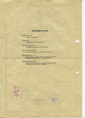Luftwaffenhelfer Zeugnis 1944, entnazifiziert, DIN A4