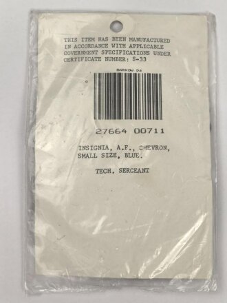 U.S. Air Force, Technical Sergeant Insignia, pair, unopened
