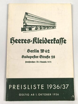REPRODUKTION, Katalog "Heereskleiderkasse 1936/37", DIN A5, 48 Seiten