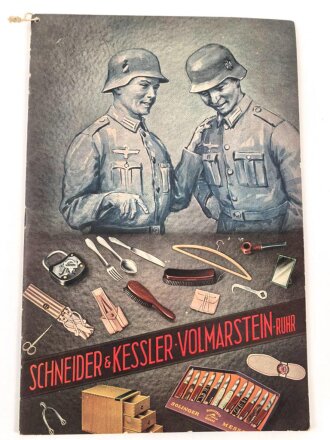 Schneider & Kessler "Bedarfsartikel für Heeres-, Marine-, Fliegerschutz- und Reichsarbeitsdienst-Kantinen" datiert 1937, DIN A4, gebraucht