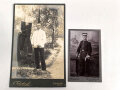 Tsingtau China, Hartkartonfoto eines Seesoldaten , eine Uniform ausbürstend. Maße 10,5 x 16,5cm, dazu ein weiteres Foto des gleichen Soldaten in Uniform des Seebataillon