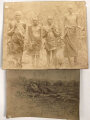 Deutsch Südwest ?, Foto 8 x 8cm, einen Schützen am Maschinengewehr, umgeben von Eingebohrenen darstellend, dazu ein weiteres Foto 8 x 9,5cm