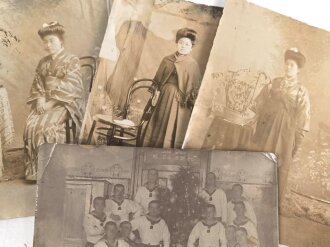 Tsingtau China, 4 Fotos 10 x 14-15cm, Seesoldaten und chinesische Frauen Darstellend