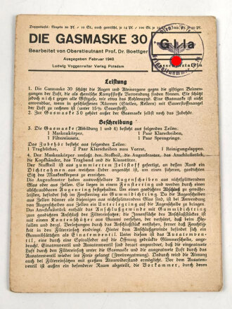 Gasschutztafel 1a, Die Gasmaske 30, ausgegeben Februar...